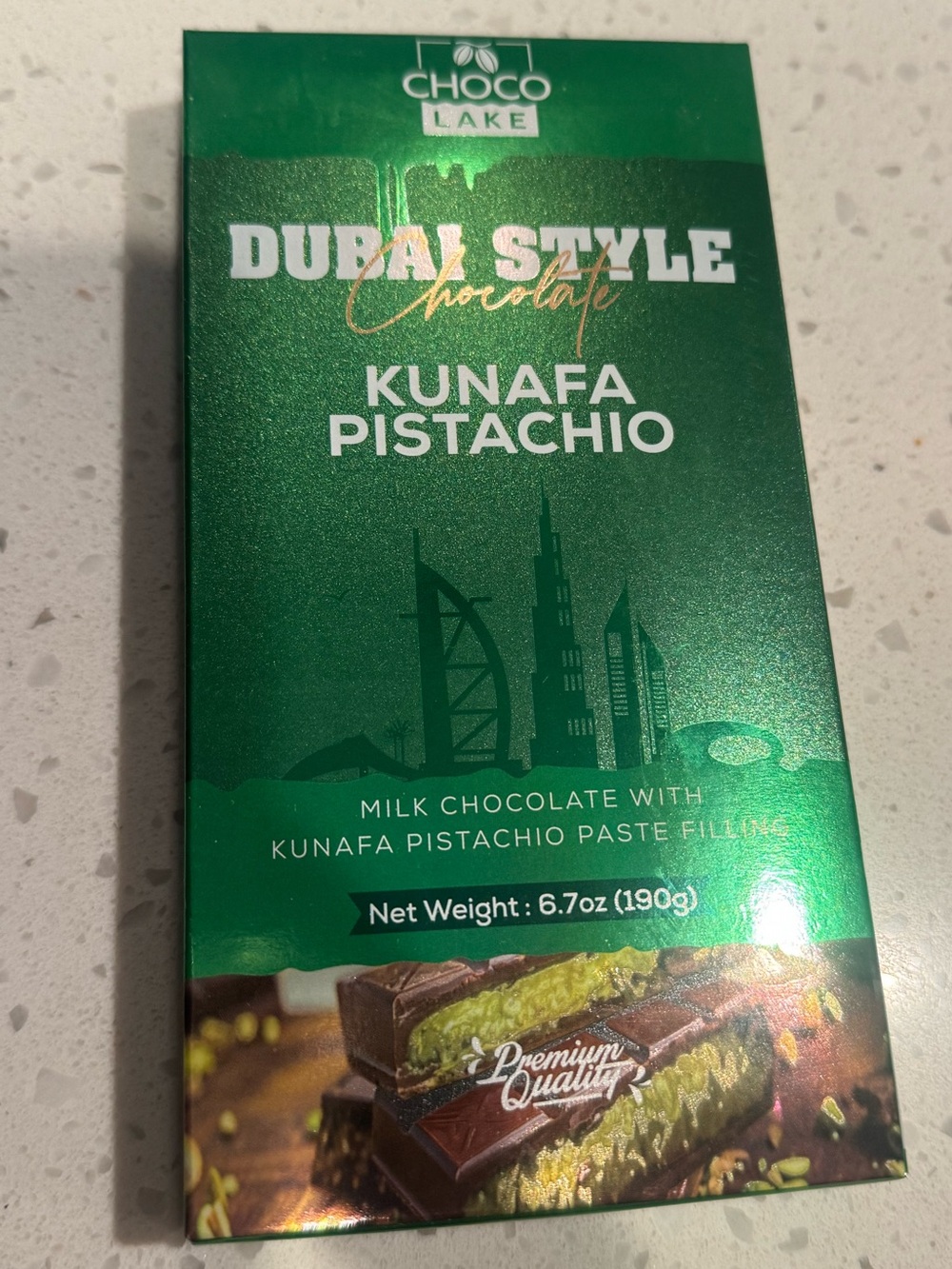 New! Dubai Chocolate LARGE Bar (190g)-Viral -Premium Quality Kunafa Pistachio - Picture 3 of 3